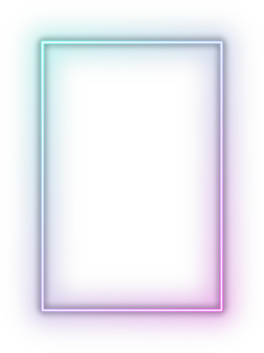 Neon gradient green pink rectangle frame.